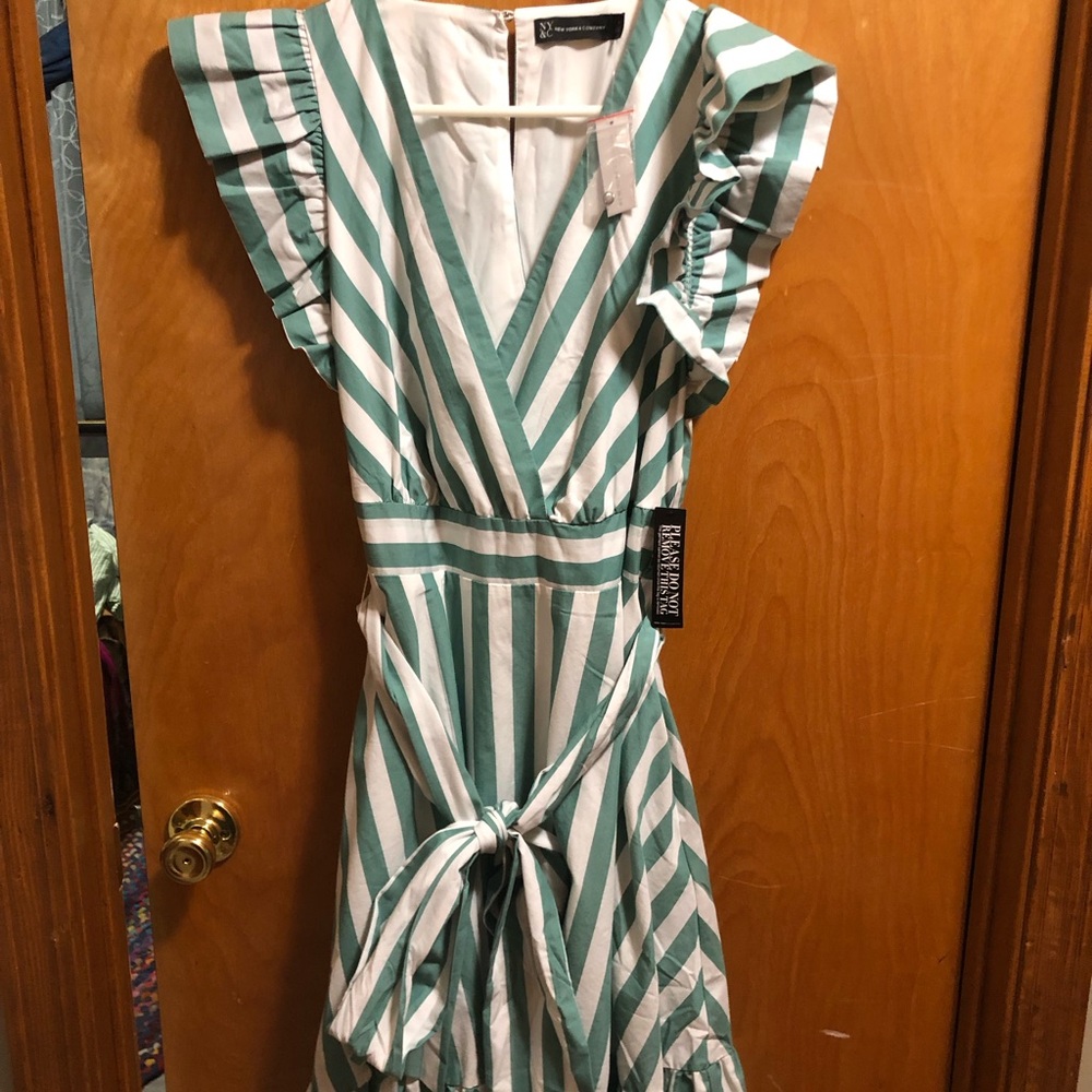 Striped Green and White Dress NWT
